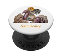 Camisa de San Jorge Montando en un Caballo PopSockets PopGrip Adhesivo