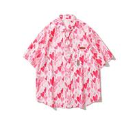 Camisa de San Valentín para hombre, disfraz de Amor, manga corta, diseño de corazón, multicolor, camisa hawaiana, cuello de solapa, camisa hip-hop, camisa de playa, verano, tiempo libre, fiesta, Rosa