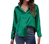 Camisa de satén para mujer de seda sintética de satén de manga larga con frontera de comercio exterior y europeo, ropa de mujer, GN1., M