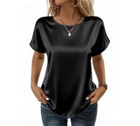 Camisa de Satén para Mujer Oficina Sólido Camisetas Suelta Verano Blusa