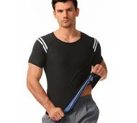 Camisa de sauna - Chaleco de sudor de sauna | Body de manga corta para hombre | Trajes de sudor cortos para hombre | Fibra de poliéster y elastano, camiseta de compresión para entrenamiento fácil de