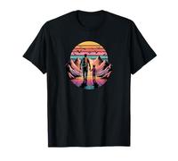 Camisa de senderismo para padre e hijo, retro, montaña, puesta de sol al aire libre Camiseta