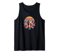 Camisa de senderismo para padre e hijo, retro, montaña, puesta de sol al aire libre Camiseta sin Mangas