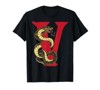 Camisa de serpiente de maíz para hombre con letra V y serpiente Camiseta