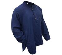 Camisa de Shopoholic Fashion con cuello mao, diseño hippie, tejido ligero Azul azul XX-Large