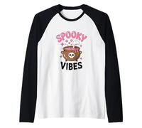 Camisa de Temporada Espeluznante, Rosa, Naranja, murciélago, Letras de Halloween, diversión Camiseta Manga Raglan