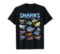 Camisa de tiburón Tiburones Animales del Mundo Amante de los Tibu Camiseta gráfica económica, Hombre, Negro, L