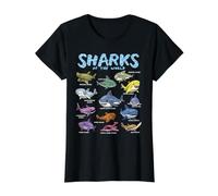 Camisa de tiburón Tiburones Animales del Mundo Amante de los Tibu Camiseta gráfica económica, Mujer, Negro, L