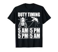 Camisa de tiempo de servicio mosca de 5 am a 5 pm mosquitos de 5 pm a 5 am Camiseta