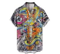 Camisa de Tigre Fresco de Manga Corta de los Hombres Patrón Tatuaje japonés