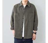 Camisa de trabajo de manga larga para hombre, capa base de poliéster de ajuste relajado para trabajo al aire libre M-2XL (verde M)