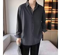 Camisa de trabajo de manga larga para hombre, capa base térmica de seda de hielo, camiseta casual de secado rápido para exteriores, M-2XL (gris L)