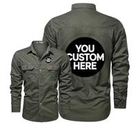 Camisa de trabajo de manga larga para hombre, con logotipo personalizado, con botones, uniformes de equipo para trabajo mecánico de construcción, Ejercito Verde, XXL