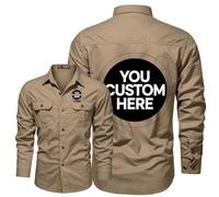 Camisa de trabajo de manga larga para hombre, con logotipo personalizado, con botones, uniformes de equipo para trabajo mecánico de construcción, caqui, M