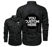 Camisa de trabajo de manga larga para hombre, con logotipo personalizado, con botones, uniformes de equipo para trabajo mecánico de construcción, Negro, XXL