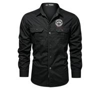 Camisa de trabajo de manga larga personalizada para hombre, logotipo personalizado, con botones, camisa de pesca, uniforme de equipo para el trabajo al aire libre casual, Negro, XXL