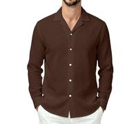 Camisa de trabajo para hombre, cuello cubano, camisas de playa, camisas de verano, holgadas, holgadas, para vacaciones, para el tiempo libre, camisa de verano, camisa de manga corta, con botones