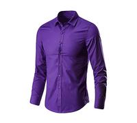 Camisa de traje elástica para hombre, fácil de planchar, camisa de negocios, monocolor, camiseta para hombre de negocios, camisa de manga larga, camisa elástica clásica para hombre, sin arrugas, para