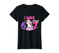 Camisa de Unicornio de 7º cumpleaños para niña con Texto en inglés I Was 6 Now I'm 7 Kids Camiseta