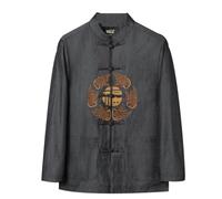 Camisa de Uniforme de Tai Chi para Hombre Qi Gong Artes Marciales Wing Chun Shaolin Kung Fu Ropa de Entrenamiento China Abrigo de Manga Larga (XL)