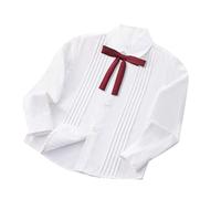 Camisa de Uniforme para Niña Niño Camisa Blanca Niña con Botones y Lazo Cuello Solapa Uniforme Escolar Manga Larga Blusa Corbata de Moño Paquete Cómodo Camisas de Algodón Primavera y Verano