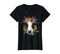 Camisa de Vaca Floral Cabeza de Vaca Primavera Naturaleza Vaca Amantes Granjero Camiseta gráfica económica