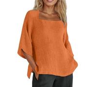 Camisa de verano casual de color liso, camiseta de playa suelta, naranja, S