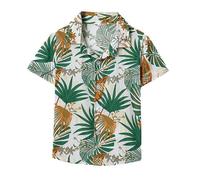 Camisa de Verano para niños, Informal, con Estampado Floral, de Manga Corta, para Playa, Vacaciones, Fiesta, Escuela, para niños pequeños y jóvenes, Elegante, cómoda, de Tela (Green, 9-12 Months)