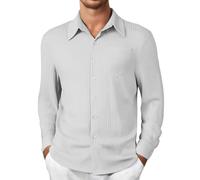Camisa de vestir a rayas para hombre, ajuste holgado, para primavera, verano, holgada, cómoda, versátil, ligera, para entrenamiento al aire libre, fiesta, regalos de Navidad, Wh2, L