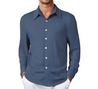 Camisa de vestir a rayas para hombre, ajuste holgado, para primavera, verano, holgada, cómoda, versátil, ligera, para entrenamiento al aire libre, fiesta, regalos de Navidad, azul marino, 4XL