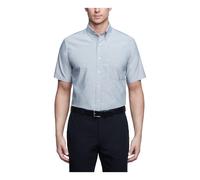 Camisa de vestir de manga corta para hombre Van Heusen, corte regular, Oxford, color gris piedra, cuello de 17,5 a 18 pulgadas