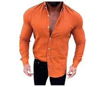 Camisa de vestir de manga larga de ajuste regular para hombre, manga única, cuello de camisa larga, de algodón sólido, casual, delgada, con botonadura, blusa de oficina, ropa de trabajo, suave y