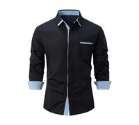 Camisa de vestir delgada para hombre, camisa formal de negocios, camisas Oxford con bloques de color, no necesita planchado, cómoda camisa Oxford, camisa urbana elegante, de manga larga, transpirable