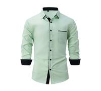 Camisa de vestir delgada para hombre, camisa formal de negocios, camisas Oxford con bloques de color, no necesita planchado, cómoda camisa Oxford, camisa urbana elegante, de manga larga, transpirable