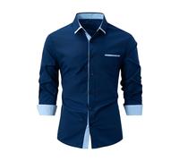 Camisa de vestir delgada para hombre, camisa formal de negocios, camisas Oxford con bloques de color, no necesita planchado, cómoda camisa Oxford, camisa urbana elegante, de manga larga, transpirable