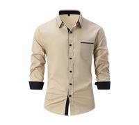 Camisa de vestir delgada para hombre, camisa formal de negocios, camisas Oxford con bloques de color, no necesita planchado, cómoda camisa Oxford, camisa urbana elegante, de manga larga, transpirable