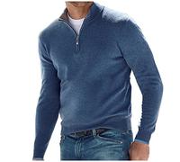 Camisa de vestir formal de manga larga para hombre, con cremallera, temperamento, parte inferior de color sólido, blusa de oficina, ropa de trabajo, suave y cómoda, azul, 4XL