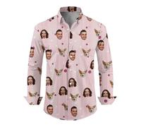 Camisa de vestir formal de negocios para hombre, ajuste holgado, manga larga, con botones, casual, para playa, deportes, ropa de trabajo, rosa, XL