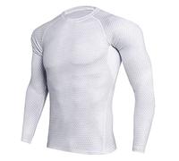 Camisa de vestir formal de negocios para hombre, manga larga, ropa interior de invierno, capa de fitness, deportes, camiseta de secado rápido, transpirable, atlética, ropa de trabajo, blanco, M