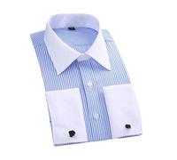 Camisa De Vestir para Hombre Camisas con Botones De Negocios Formales De Manga Larga Blanca Camisa con Gemelos De Ajuste Regular FS11 4XL