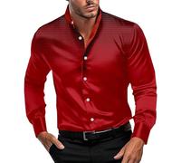 Camisa de vestir para hombre con botones 2024, polo de Navidad para hombre, elástico en cuatro direcciones, estampado de lunares, para uso diario, casual, cuello alto, camisa de manga larga, camisas