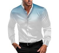 Camisa de vestir para hombre con botones 2024, polo de Navidad para hombre, elástico en cuatro direcciones, estampado de lunares, para uso diario, casual, cuello alto, camisa de manga larga, camisas