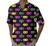 Camisa de vestir para hombre, multicolor, manga corta, traje de fiesta de fiebre de discoteca, ajuste regular, a la moda, carnaval, solapa, disfraz casual, retro, para hombre, amarillo, M