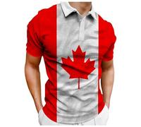 Camisa del Día Nacional del Día de la Independencia de Canadá con Solapa de Verano para Hombre, Tops de Manga Corta con Estampado de Bandera Look Urbano y Elegante