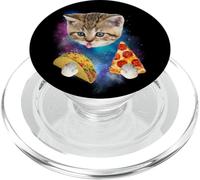 Camisa Divertida de Gato Galaxy | Space Cat Eat Pizza and Taco Shirt PopSockets PopGrip para MagSafe