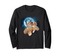 Camisa divertida de hongos - Shiitake Mushroom Howling at the Moon Manga Larga