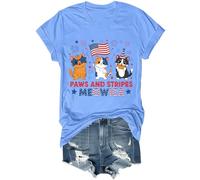 Camisa divertida de Meowica de Paws and Stripes con diseño de gato patriótico del 250 aniversario del 4 de julio, unisex, Azul (carolina blue), L