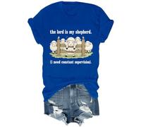 Camisa divertida de oveja con texto en inglés "The Lord is My Shepherd I Need Constant Supervision", azul real, XXL
