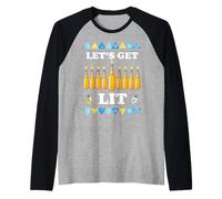 Camisa Divertida Let's Get Lit Jewish Hanukkah Beer Lover Camiseta Manga Raglan