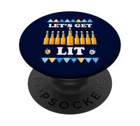 Camisa Divertida Let's Get Lit Jewish Hanukkah Beer Lover PopSockets PopGrip Adhesivo